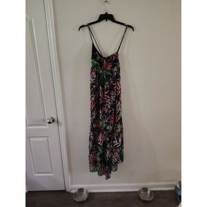 The Webster Miami at Target Tropical Palm Print Maxi Dress Navy Pink Green Sz 14